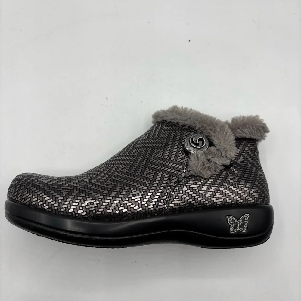 Alegria  by PG Lite Meri Pewter Faux Fur‎ Lining Boots Slip Resistant Size 38